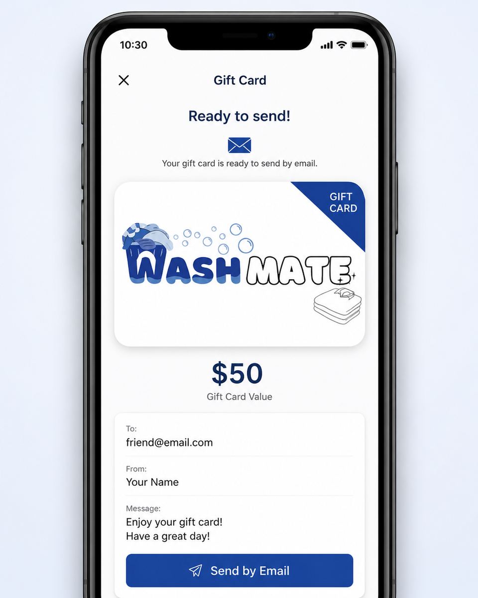 WashMate digital gift card — send a Father’s Day gift card by email